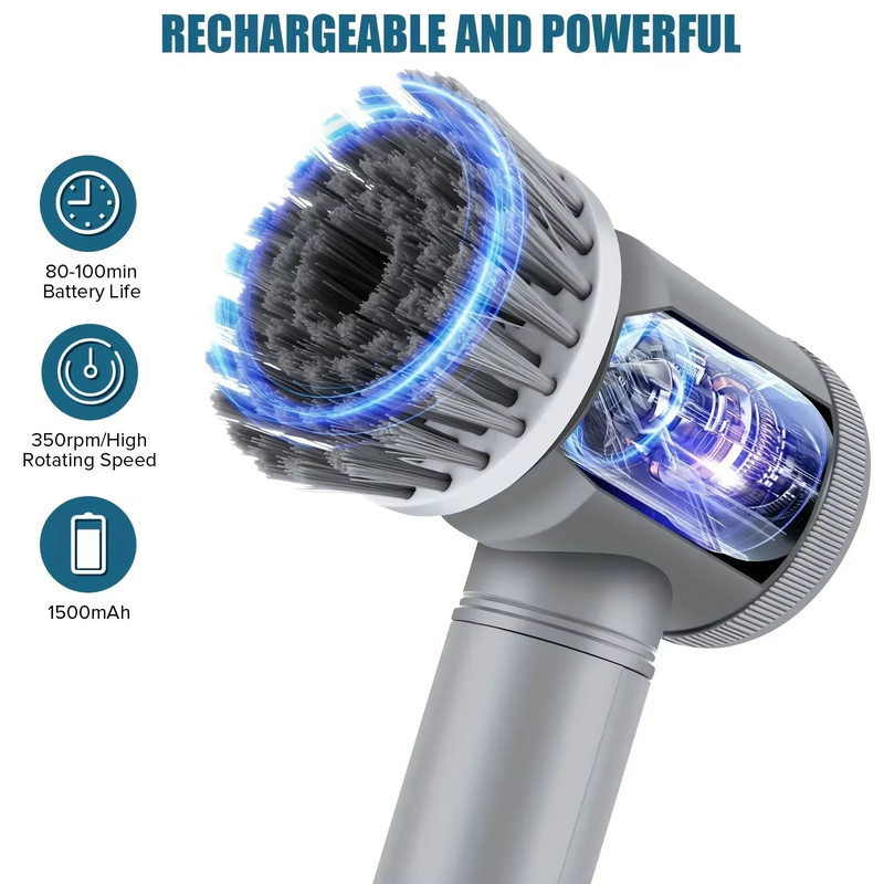 Cordless Electric Spin Scrubber with 6 Heads